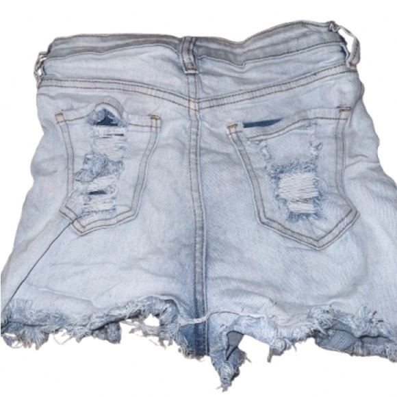 Fashion Nova Light Blue Ripped Jean Shorts - Picture 2 of 4